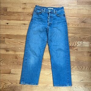 Levi's Women's Ribcage Straight Leg Ankle Blue Jeans 26x27